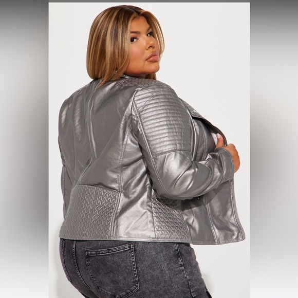 Letty Faux Leather Moto Jacket | Color: Silver | NEW/NWT!!🩶 - Picture 6 of 8